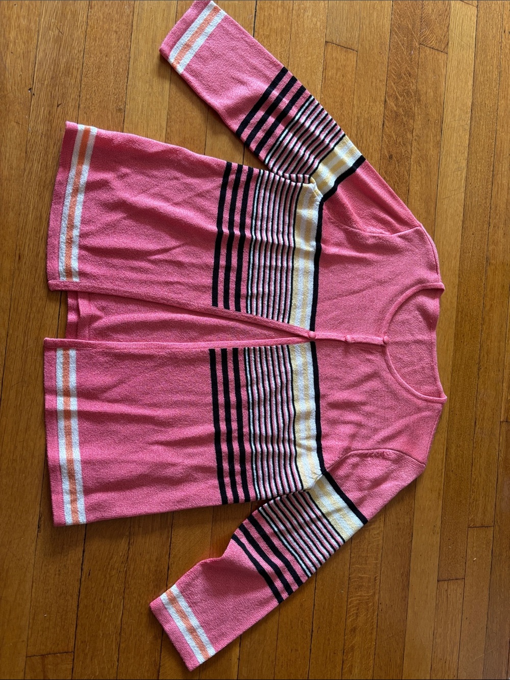 Pink Striped Open Cardigan